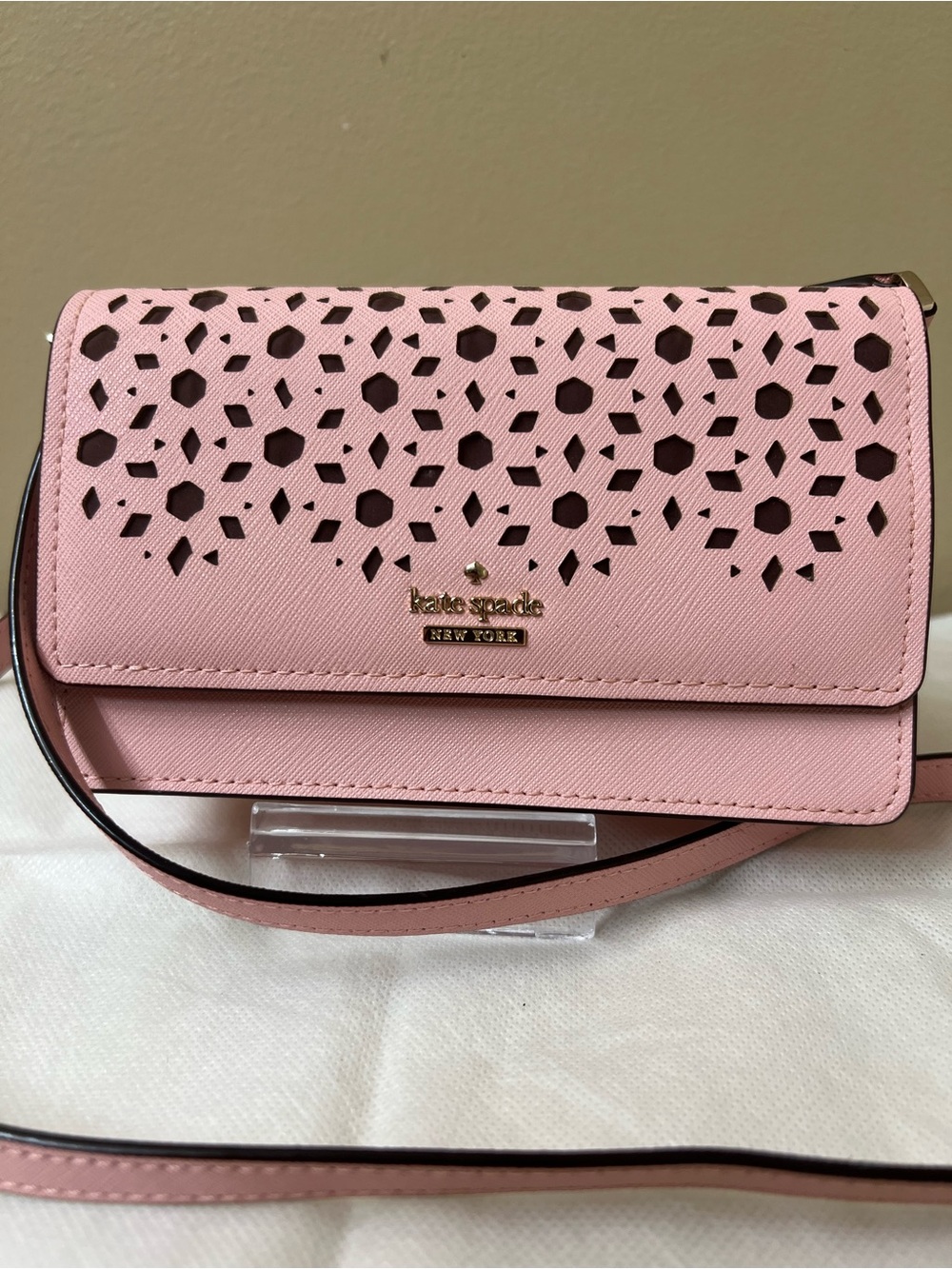 kate spade Pink Laser-Cut Floral Crossbody New